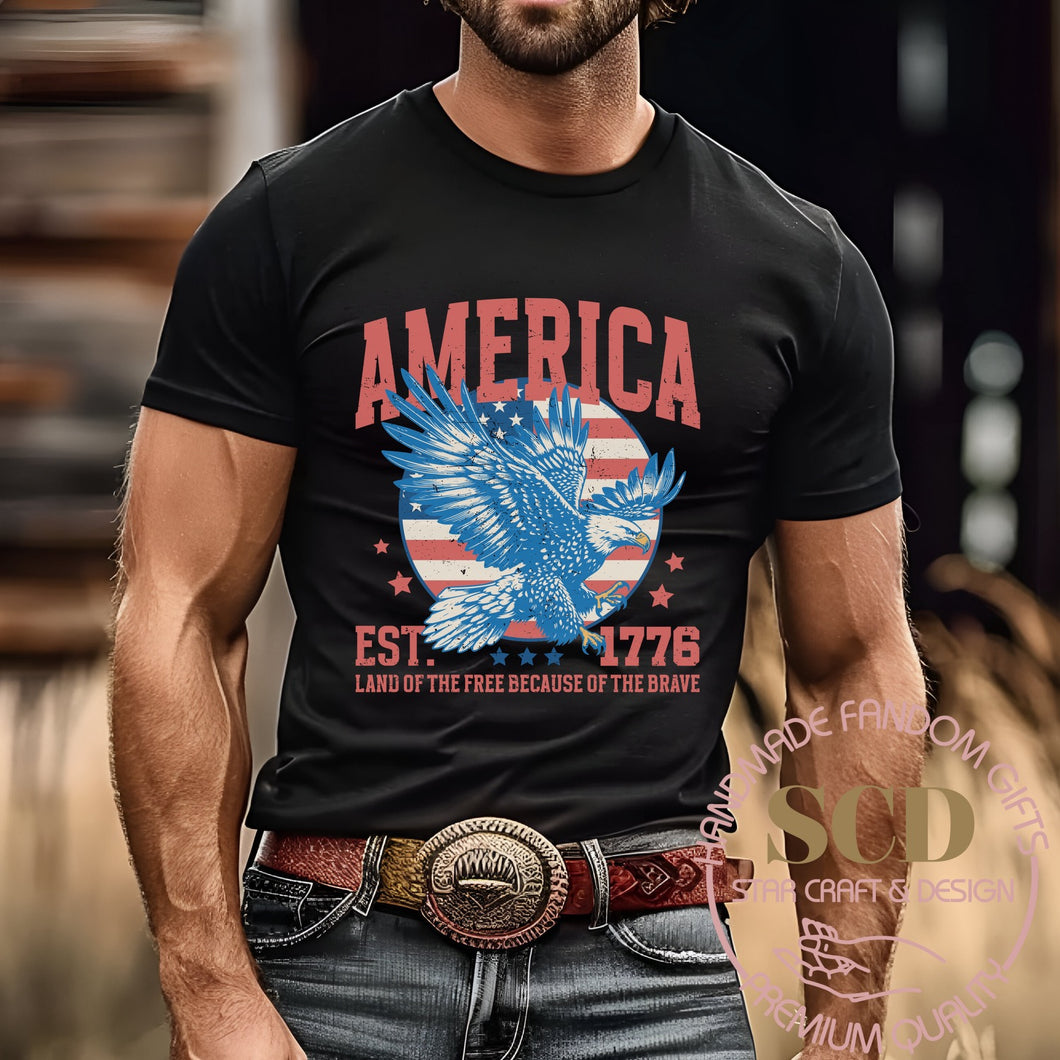 America EST. 1776 Land Of The Free Because Of The Brave, T-shirt