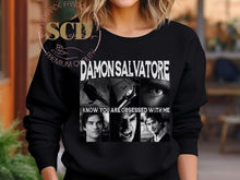 Load image into Gallery viewer, Damon Salvatore, Black and White Sweatshirt
