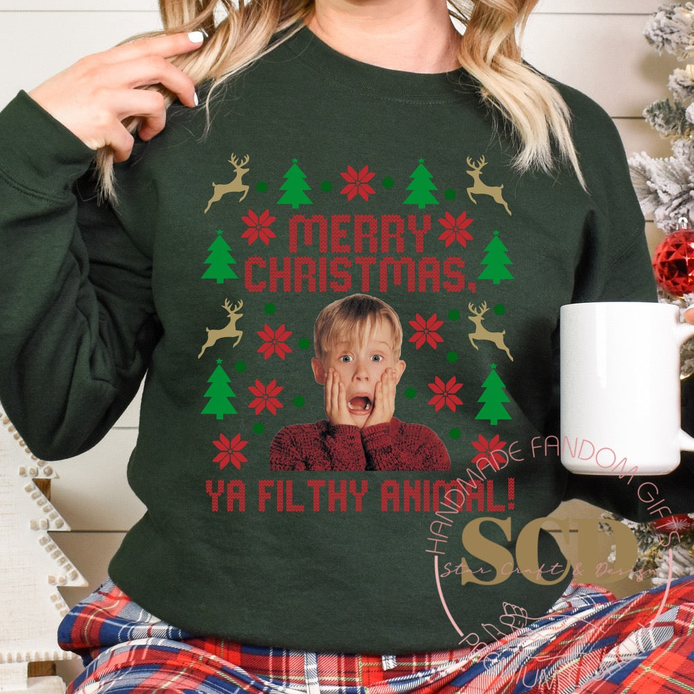 Merry Christmas Ya Filthy Animal Christmas Sweatshirt