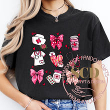 Load image into Gallery viewer, Pink Valentine Nurse Shirt, Valentine Nurse Coquette
