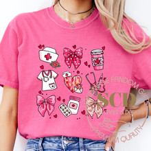 Load image into Gallery viewer, Pink Valentine Nurse Shirt, Valentine Nurse Coquette
