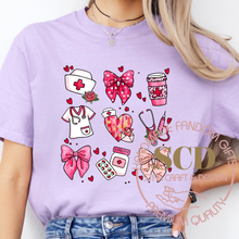 Load image into Gallery viewer, Pink Valentine Nurse Shirt, Valentine Nurse Coquette
