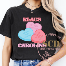 Load image into Gallery viewer, Klaus and Caroline, Valentine&#39;s T-shirt, He&#39;s Your First Love
