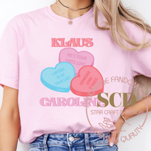 Load image into Gallery viewer, Klaus and Caroline, Valentine&#39;s T-shirt, He&#39;s Your First Love
