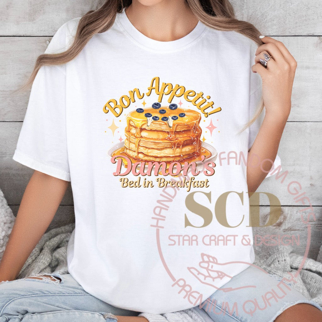 Bon Appetit! T-shirt, Damon Bed in Breakfast T-shirt