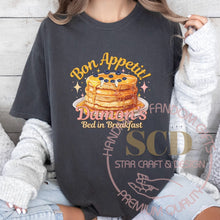 Load image into Gallery viewer, Bon Appetit! T-shirt, Damon Bed in Breakfast T-shirt
