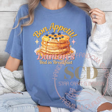 Load image into Gallery viewer, Bon Appetit! T-shirt, Damon Bed in Breakfast T-shirt
