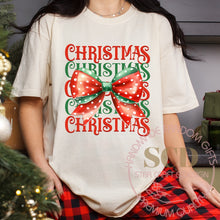 Load image into Gallery viewer, Christmas Bow Shirt, Coquette Bow Shirts, Christmas Girly Tees
