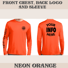 Load image into Gallery viewer, Unisex Sport-Tek Long Sleeve Posicharge Dry Fit T-shirt (Neon Orange )
