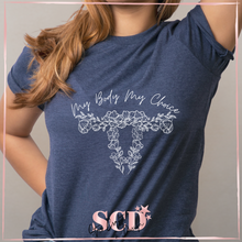 Load image into Gallery viewer, My Body My Choice Floral Uterus Shirt.

